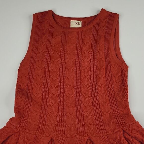 ANTHROPOLOGIE PSL Far Away From Close CABLEKNIT RED ORANGE RUST FIT FLARE DRESS - Picture 8 of 11